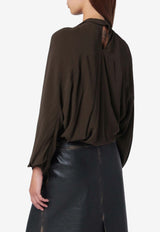 NAMACHEKO Draped Silk Top Green NW25-1001WN4201/R_NAMAC-7030