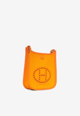 Hermès Mini Evelyne 16 Neo in Feu Canvas and Jaune d'Or Swift Leather with Palladium Hardware