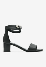 Nuba 50 Sandals in Black Calfskin with Palladium Buckle