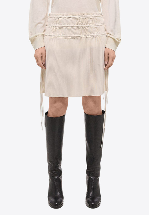 Helmut Lang Pleated Satin Knee-Length Skirt O02HW302IVORY