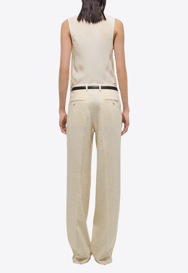 Helmut Lang Double-Pleated Straight-Leg Pants Cream O04HW206CREAM