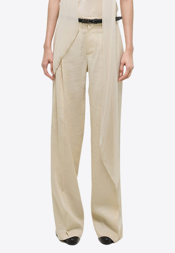 Helmut Lang Double-Pleated Straight-Leg Pants Cream O04HW206CREAM