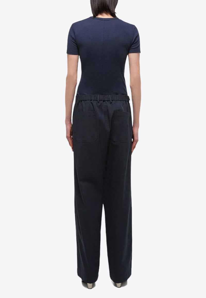 Helmut Lang Side Gusset Wide-Leg Pants Navy O04HW208NAVY