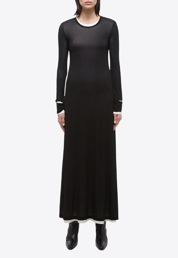 Helmut Lang Double-Layer Sleeved Maxi Dress  Black O05HW605BLACK