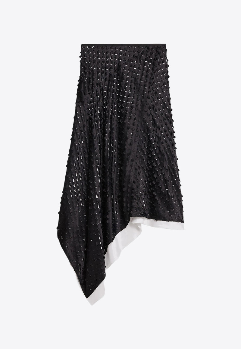 Helmut Lang Hole-Punched Asymmetric Midi Skirt Black O07HW301BLACK