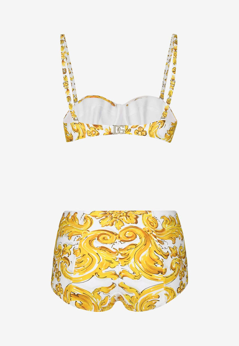 Dolce & Gabbana Majolica Print Balconette Bikini O8A27J ONR14 H45DQ Yellow