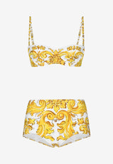 Dolce & Gabbana Majolica Print Balconette Bikini O8A27J ONR14 H45DQ Yellow