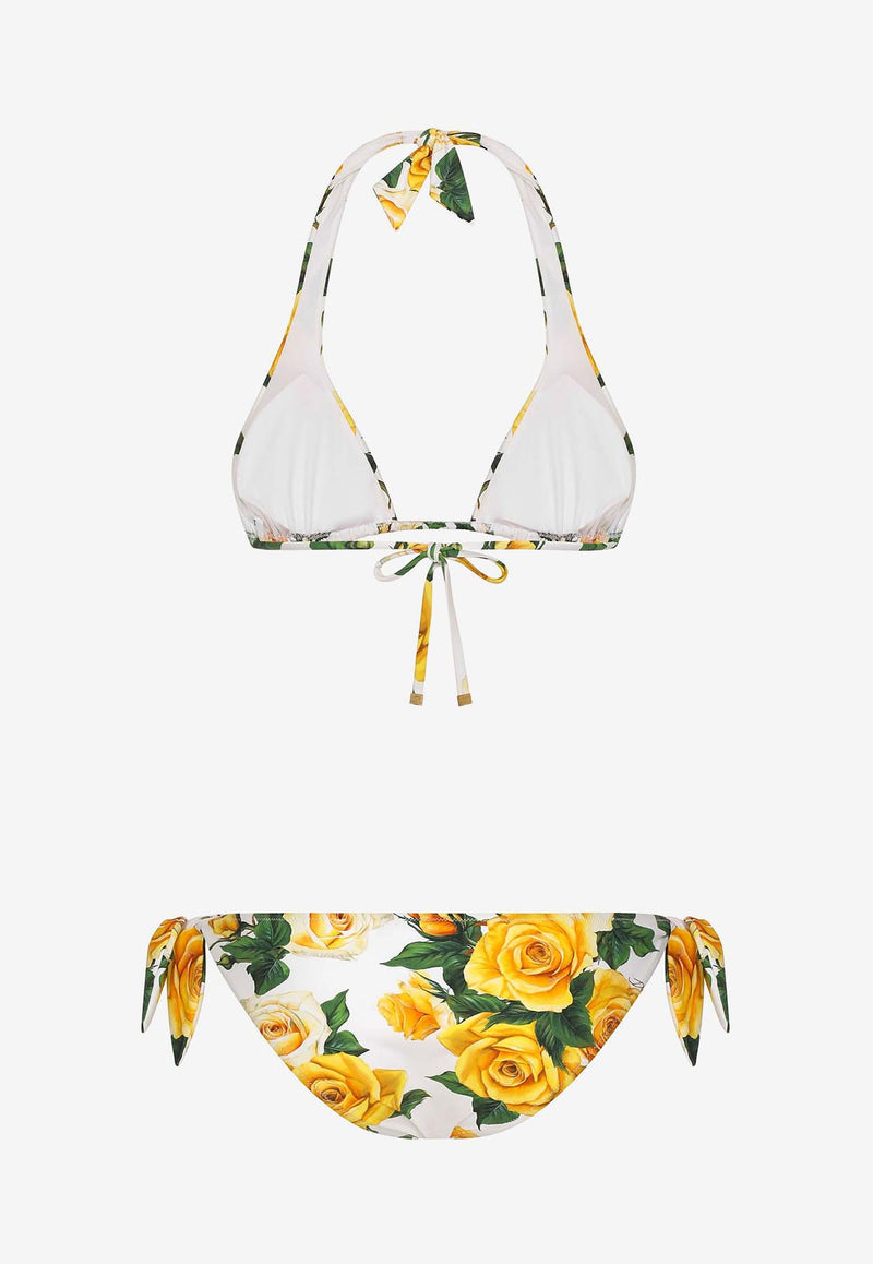 Dolce & Gabbana Rose Print Triangle Bikini O8A54J FSG1S HA3VO Multicolor