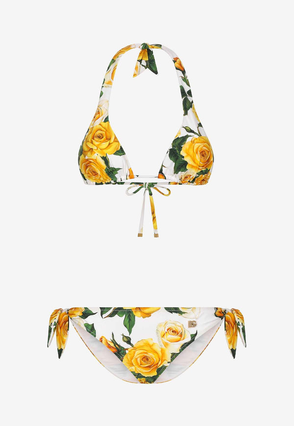 Dolce & Gabbana Rose Print Triangle Bikini O8A54J FSG1S HA3VO Multicolor