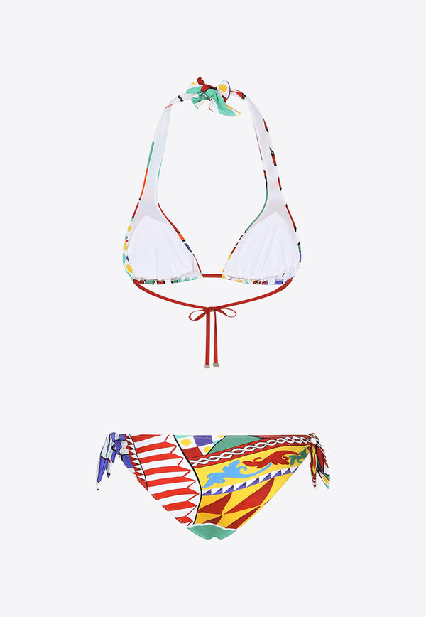 Dolce & Gabbana Carretto Print Padded Triangle Bikini Multicolor O8A54J ONN72 HH4KX