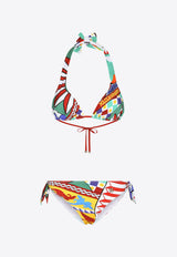 Dolce & Gabbana Carretto Print Padded Triangle Bikini Multicolor O8A54J ONN72 HH4KX
