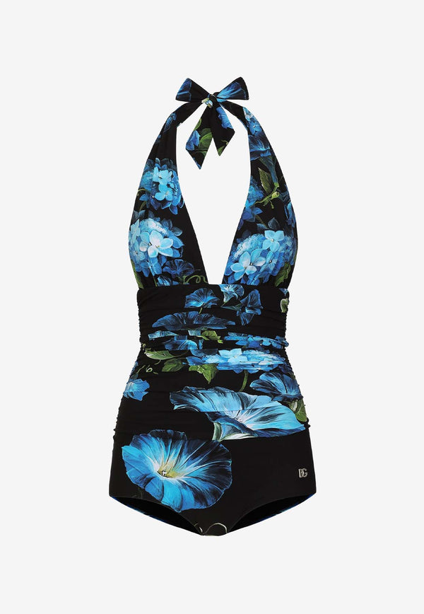 Dolce & Gabbana Halterneck Bluebell One-Piece Swimsuit O9A06J FSG8F HN4YH