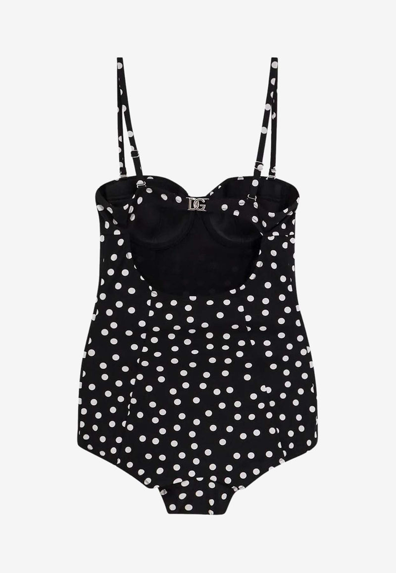 Dolce & Gabbana Polka Dot Print One-Piece Swimsuit O9A13J FSG8C HNBDW Black