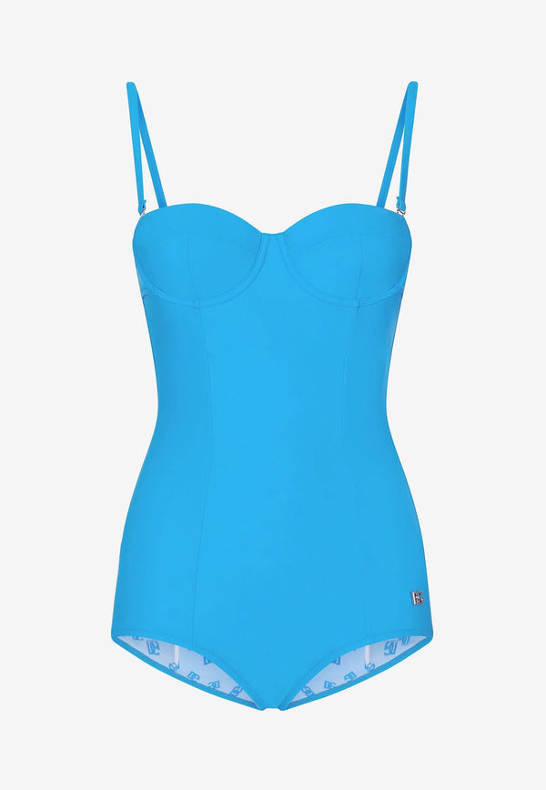 Dolce & Gabbana Balconette One-Piece Swimsuit O9A13J ONN88 B0386 Blue