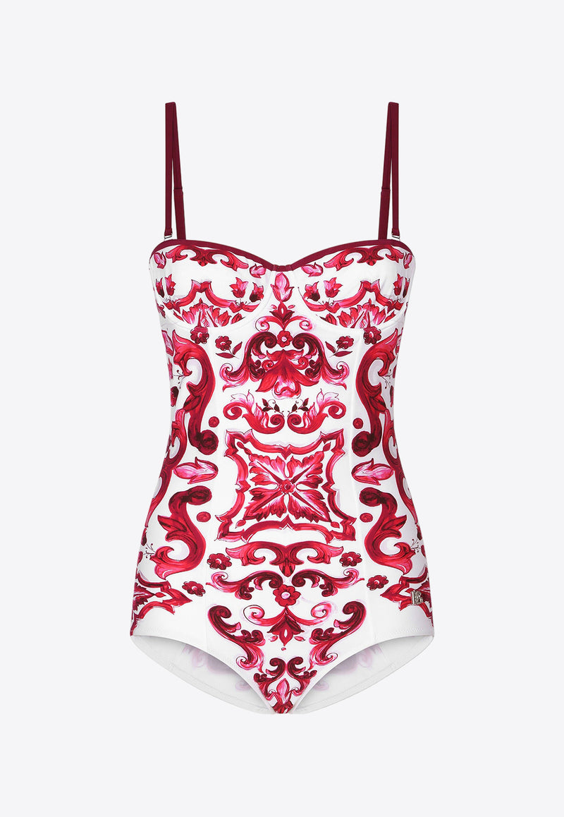 Dolce & Gabbana Majolica Print One-Piece Swimsuit Multicolor O9A13J ONO19 HE3TN