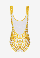 Dolce & Gabbana Majolica Print One-Piece Swimsuit O9A46J ONO19 HG3TN Yellow