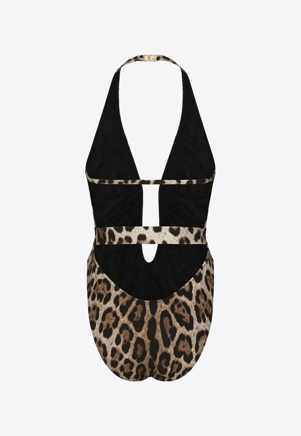 Dolce & Gabbana Leopard Print One-Piece Swimsuit Brown O9B74J ONO11 HY13M
