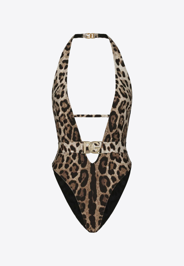 Dolce & Gabbana Leopard Print One-Piece Swimsuit Brown O9B74J ONO11 HY13M