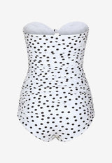 Dolce & Gabbana Polka Dot Strapless One-Piece Swimsuit O9C79J FSG8C HWBDN White