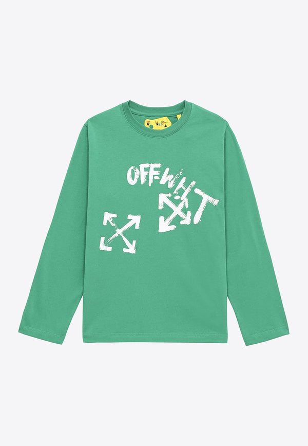 Off-White Kids Boys Long-Sleeved Logo-Print T-shirt OBAB001F23JER007/N_OFFW-5501