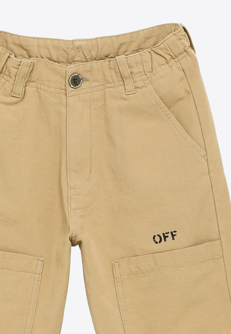 Off-White Kids Boys Diag Print Utility Pants Beige OBCA007S24-AFAB001/O_OFFW-6110