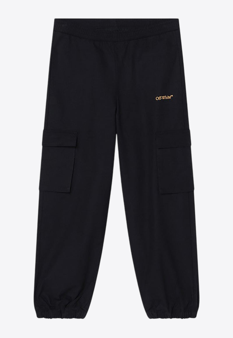 Off-White Kids Boys Logo Cargo Track Pants Black OBCF007S25FAB001/Q_OFFW-1018