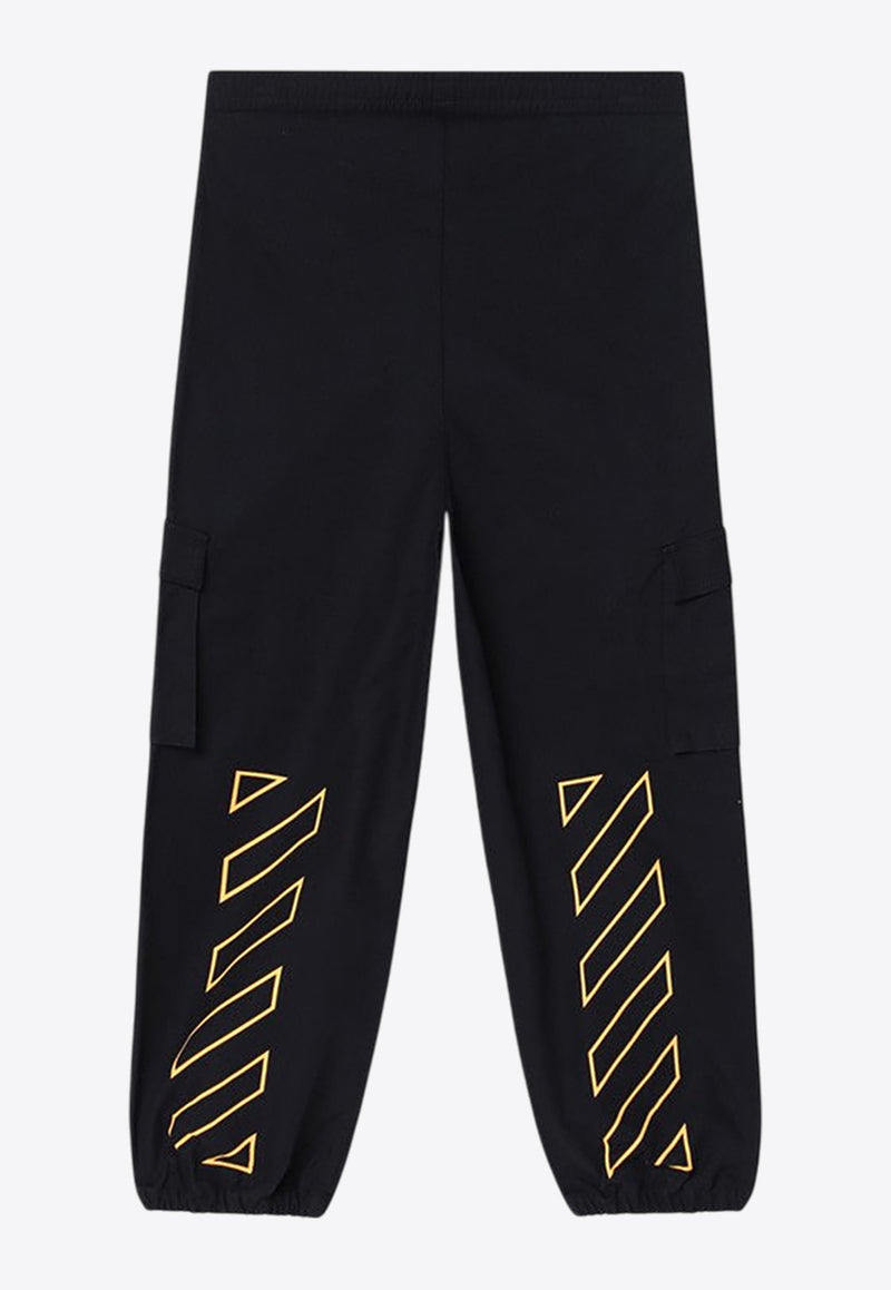 Off-White Kids Boys Logo Cargo Track Pants Black OBCF007S25FAB001/Q_OFFW-1018
