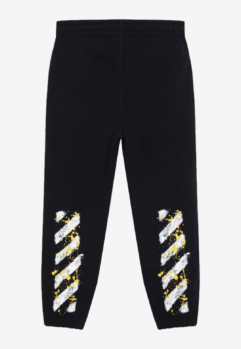 Off-White Kids Boys Diagonal Splat Logo Jogging Trousers OBCH001F25-BFLE002/R_OFFW-1018