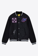 Off-White Kids Boys Logo Patch Wool Bomber Jacket Gray OBEH001F24-AFAB001/P_OFFW-1101