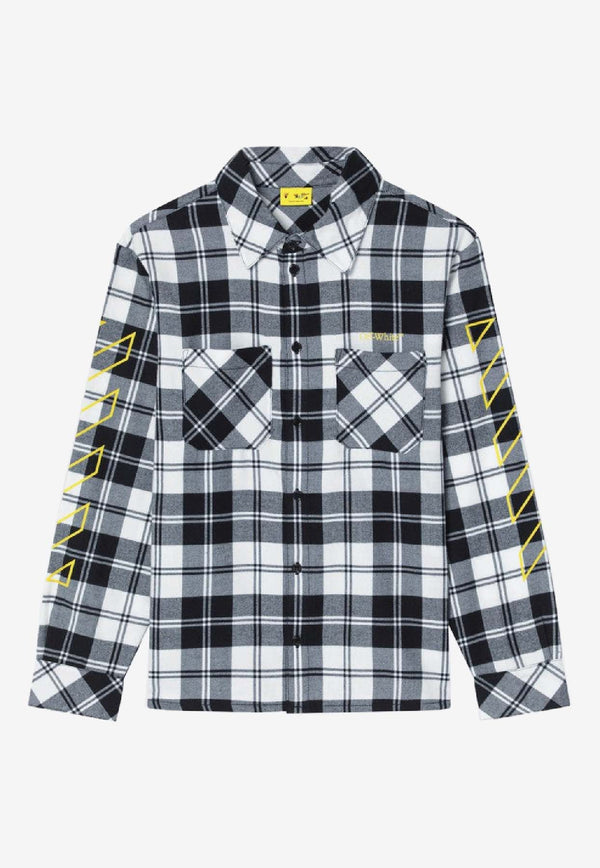 Off-White Kids Boys Diagonal Checked Flannel Shirt OBGA001F25FAB001/R_OFFW-1018