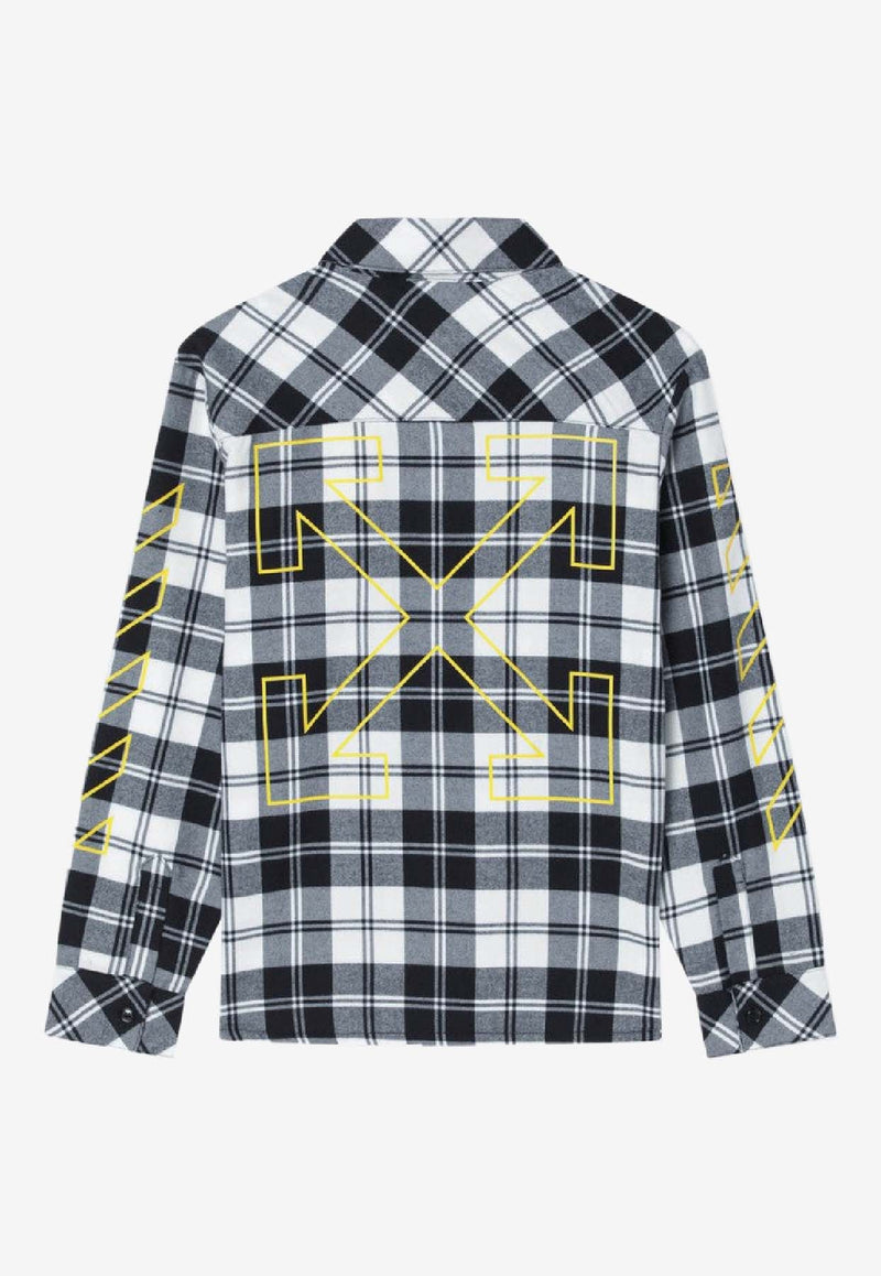 Off-White Kids Boys Diagonal Checked Flannel Shirt OBGA001F25FAB001/R_OFFW-1018