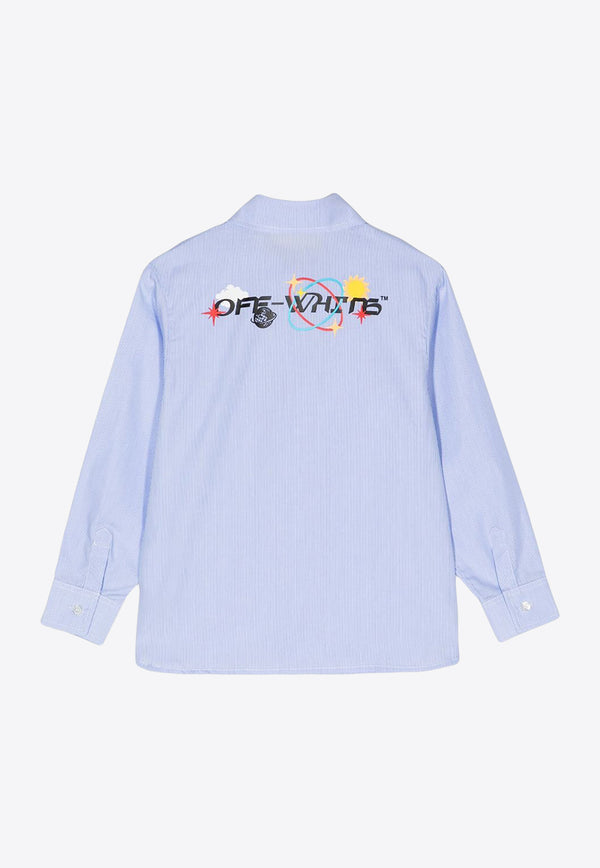 Off-White Kids Boys Logo Striped Shirt OBGA003S23FAB001-4410 Blue