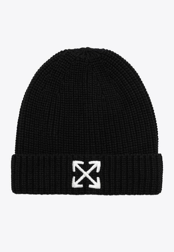 Off-White Kids Boys Logo-Embroidered Knitted Beanie OBLC001F23KNI001/N_OFFW-1001