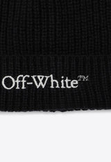 Off-White Kids Boys Embroidered Logo Beanie Black OBLC001F24KNI001/P_OFFW-1003