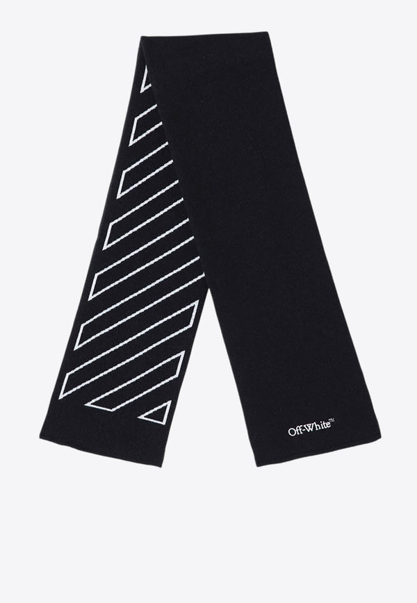 Off-White Bookish Diag Wool-Blend Scarf Black OBMA001F24KNI001/P_OFFW-1003