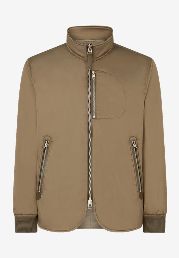 Tom Ford Zip-Up Jacket in Tech Fabric OBS047-FMN045S25 FG780 Sage