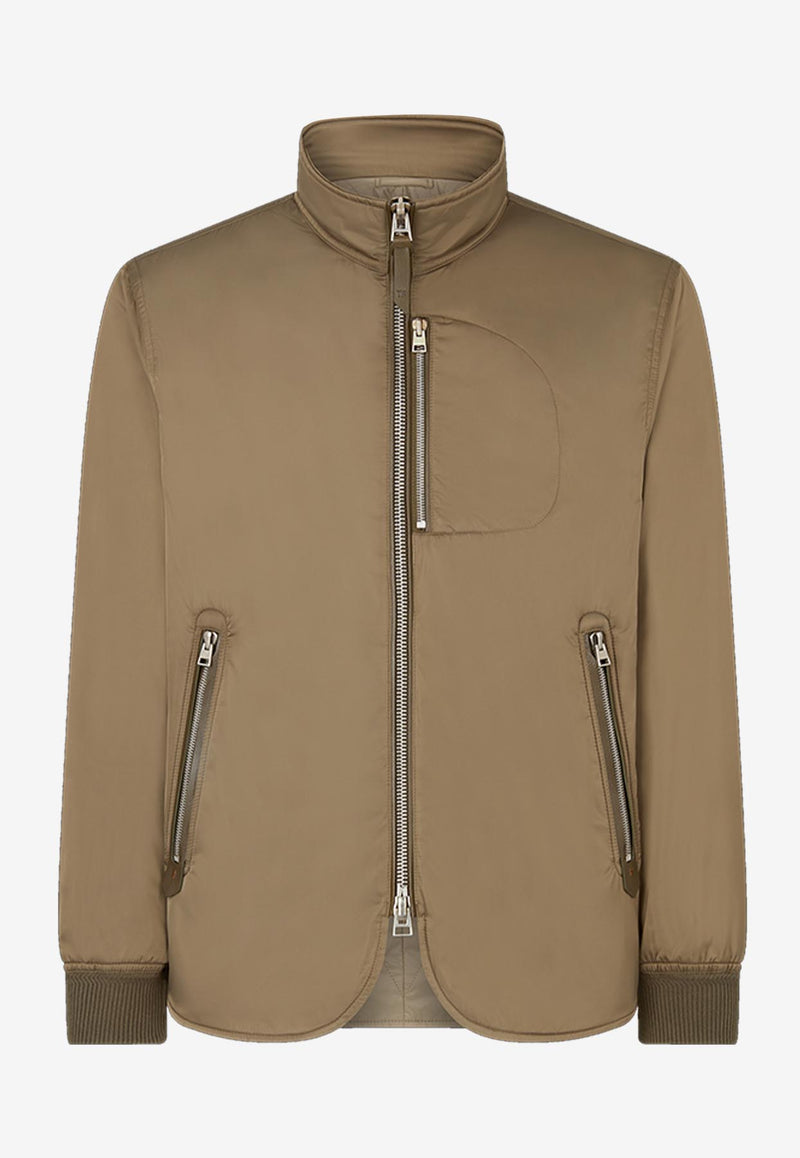 Tom Ford Zip-Up Jacket in Tech Fabric OBS047-FMN045S25 FG780 Sage