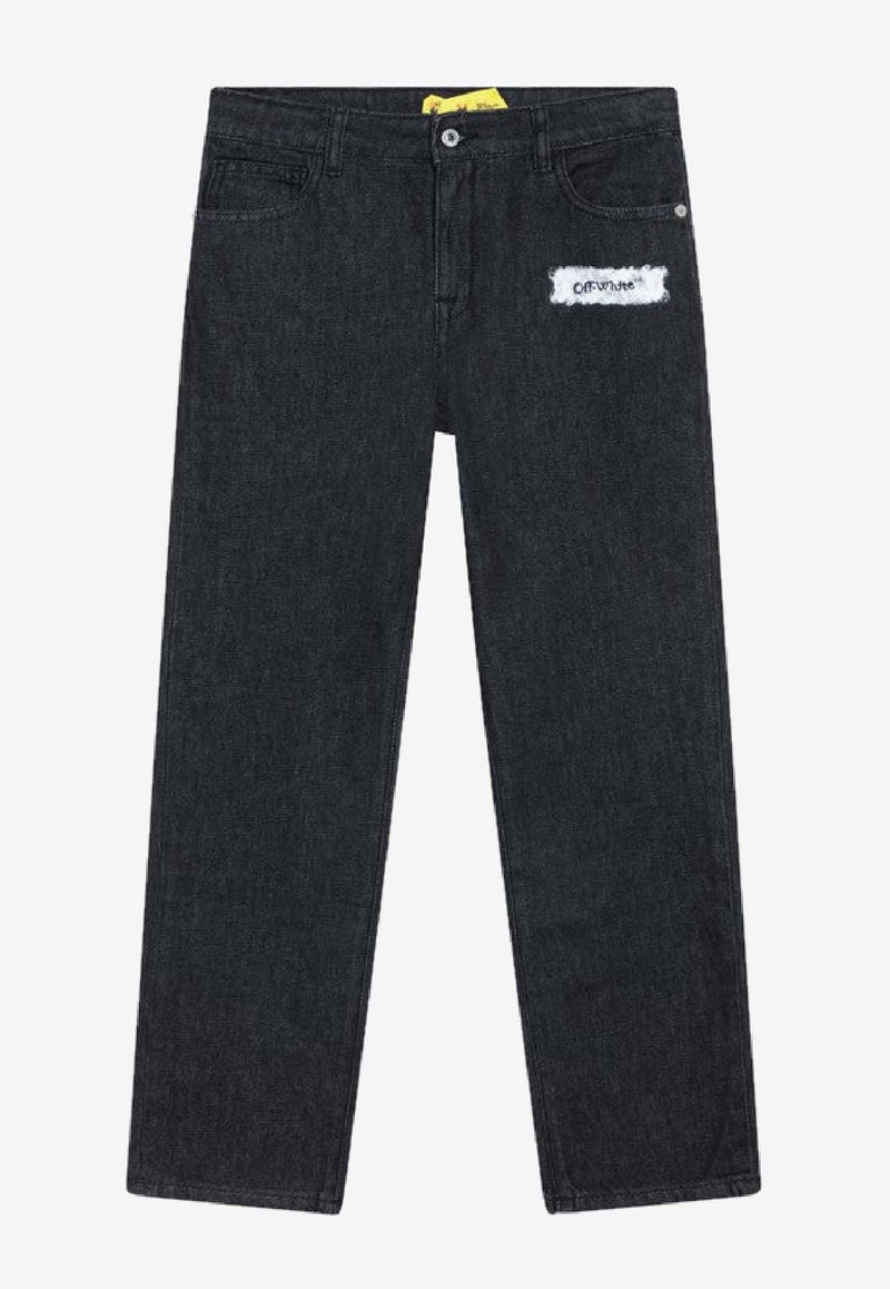 Off-White Kids Boys Diagonal Sponge Effect Jeans OBYA005F25-BDEN001/R_OFFW-1001