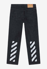 Off-White Kids Boys Diagonal Sponge Effect Jeans OBYA005F25DEN001/R_OFFW-1001