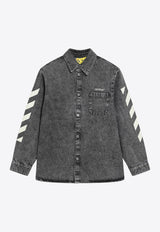 Off-White Kids Boys Diagonal Faded Denim Shirt Gray OBYD001S26DEN001/S_OFFW-0031