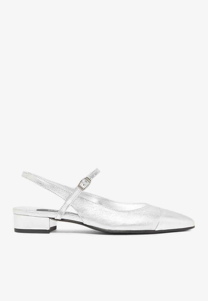 Carel Paris Oceano Laminated Leather Slingback Flats Silver OCEANO-332753_SILVER