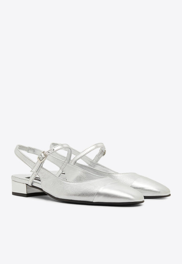 Carel Paris Oceano Laminated Leather Slingback Flats Silver OCEANO-332753_SILVER