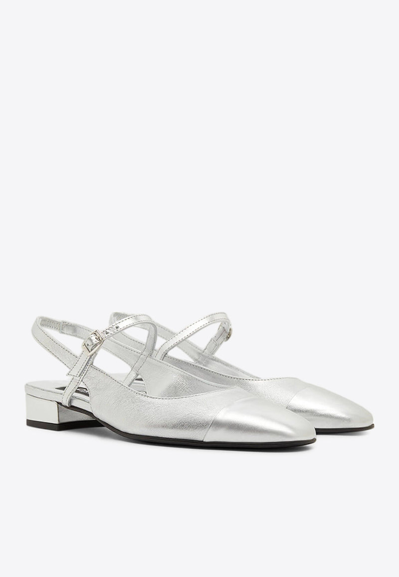 Carel Paris Oceano Laminated Leather Slingback Flats Silver OCEANO-332753_SILVER