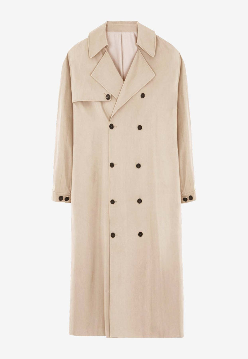 The Frankie Shop Mavis Double-Breasted Trench Coat Beige OCOMAVISO02060BEIGE