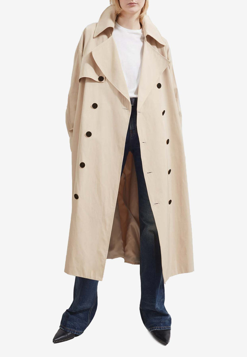 The Frankie Shop Mavis Double-Breasted Trench Coat Beige OCOMAVISO02060BEIGE