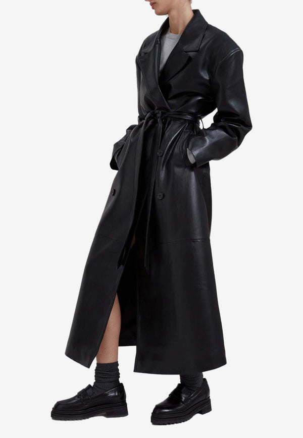 The Frankie Shop Tina Oversized Faux Leather Trench Coat Black OCOTIN100BLACK