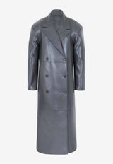 The Frankie Shop Tina Oversized Faux Leather Trench Coat Gray OCOTIN103GREY