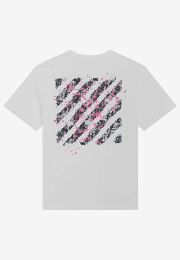 Off-White Kids Girls Diagonal Splat Logo Shirt OGAA001F25JER008/R_OFFW-0132