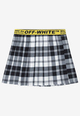 Off-White Kids Girls Diagonal Checked Flannel Skirt OGCC02AF25FAB001/R_OFFW-1018