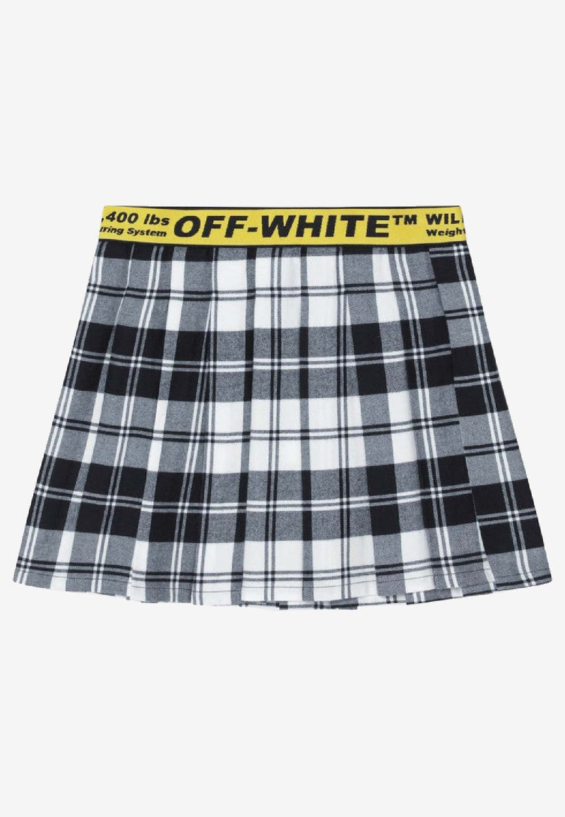 Off-White Kids Girls Diagonal Checked Flannel Skirt OGCC02AF25FAB001/R_OFFW-1018